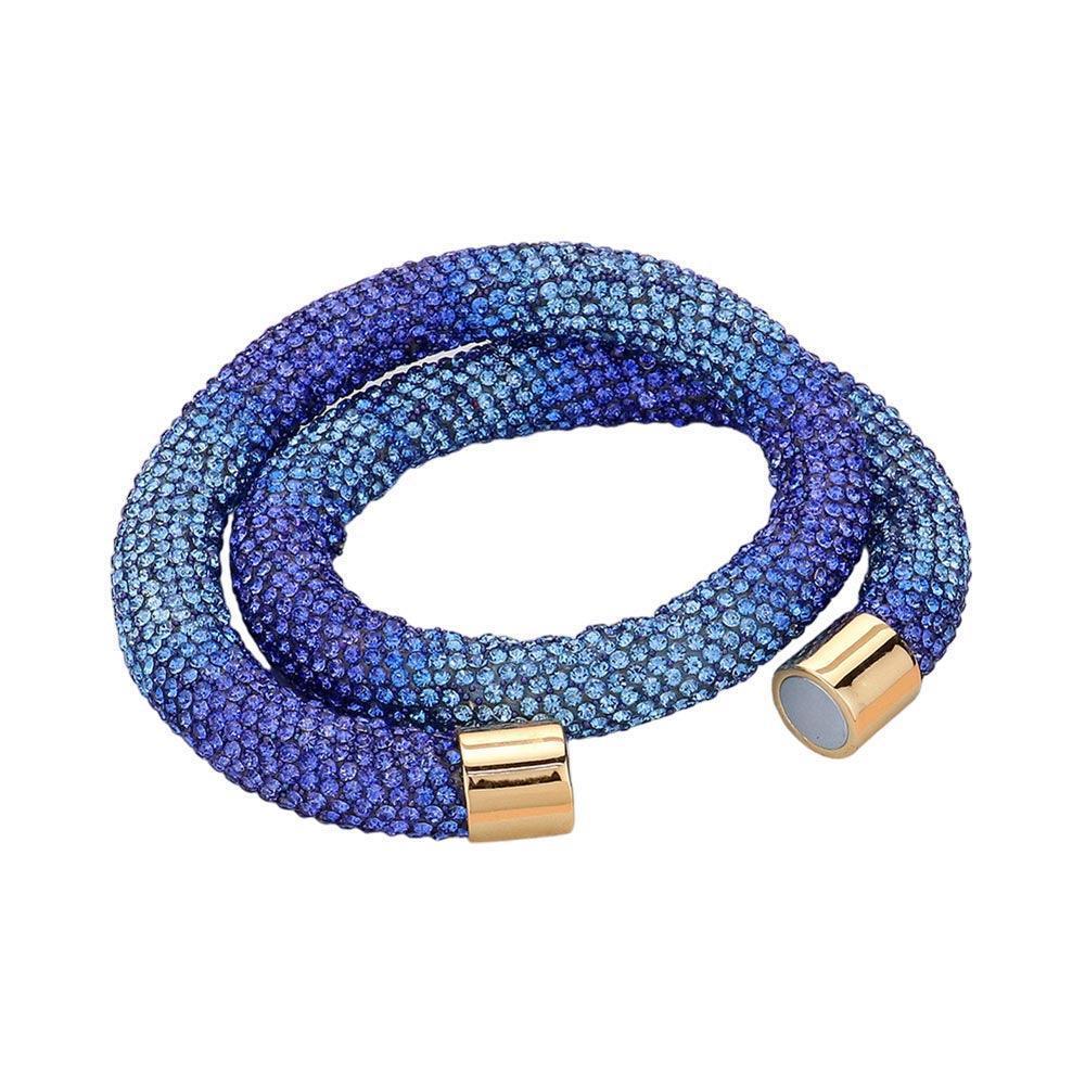 Blue Bling Studded Wrap Magnetic Bracelet - Jewelry Store by Erik Rayo