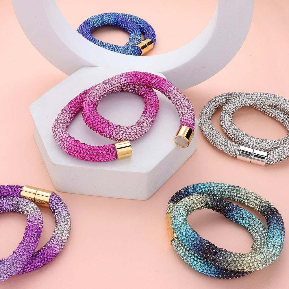 Blue Bling Studded Wrap Magnetic Bracelet - Jewelry Store by Erik Rayo