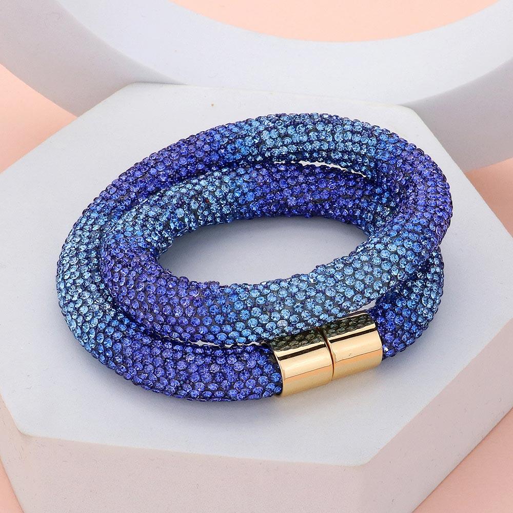 Blue Bling Studded Wrap Magnetic Bracelet