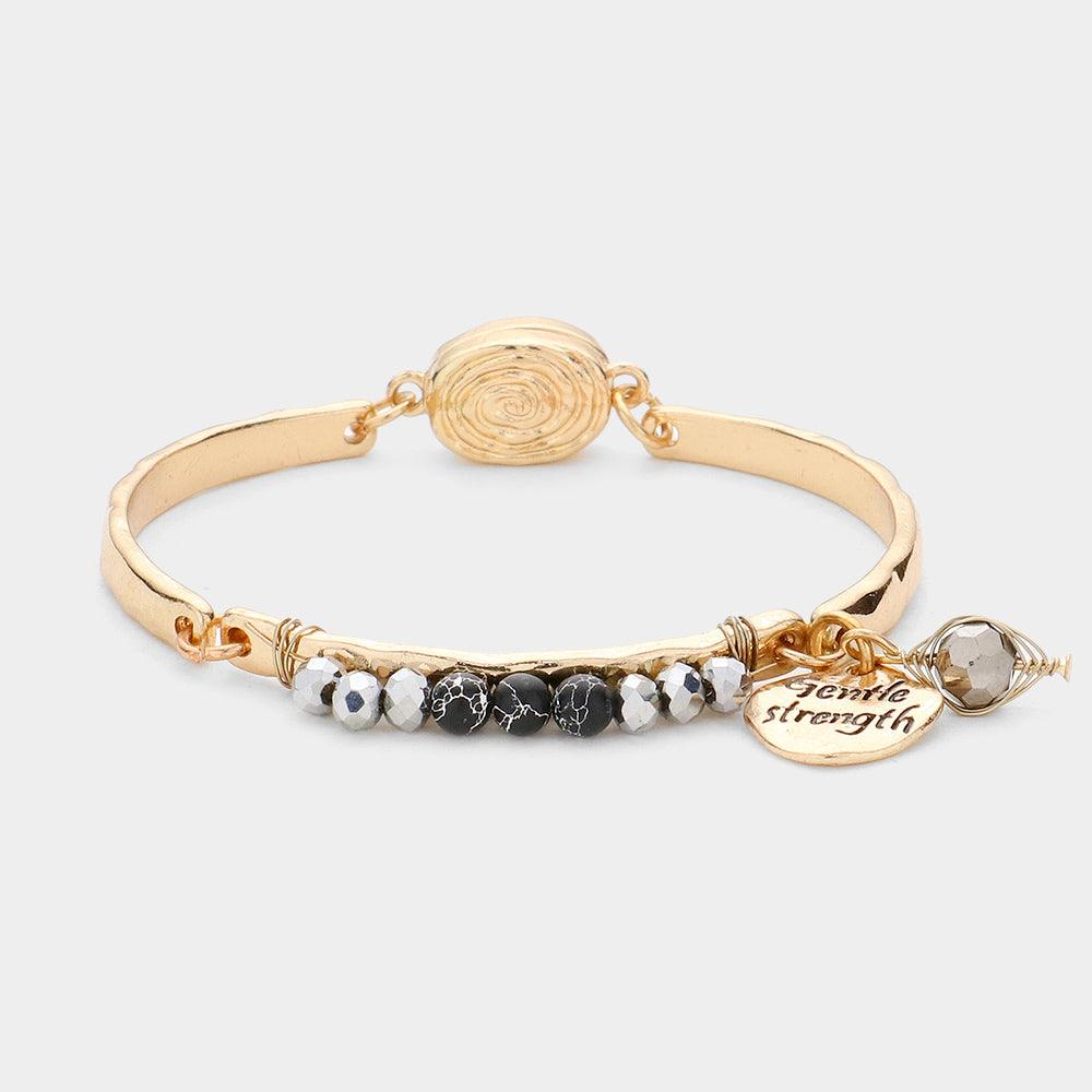 Gold Gentle strength Coiled Bead Magnetic Bracelet