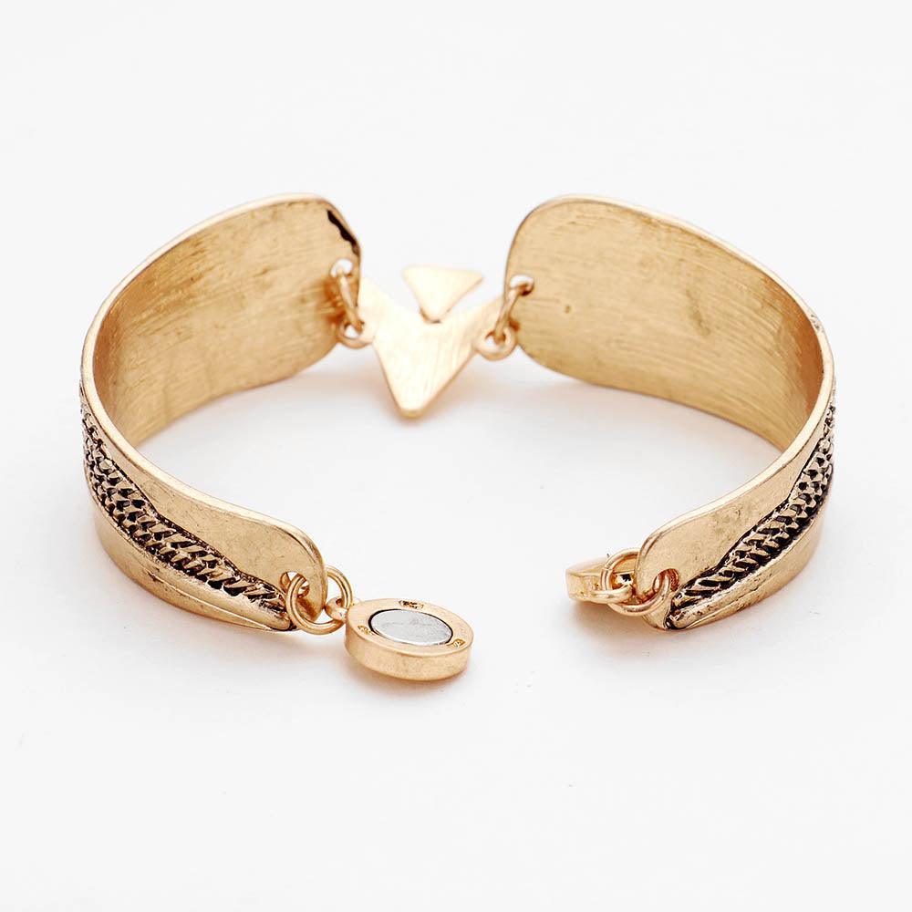 Gold Abstract Wing Filigree Metal Linked Magnetic Bracelet - Jewelry Store by Erik Rayo