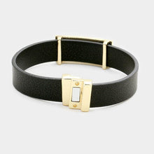 Load image into Gallery viewer, Gray Geo Patterned Genuine Leather Magnetic Bracelet
