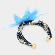 Load image into Gallery viewer, Blue Multi Strand Cord Beaded Mesh Magnetic Bracelet
