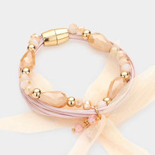 Load image into Gallery viewer, Pink Multi Strand Cord Beaded Mesh Magnetic Bracelet
