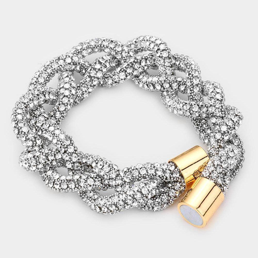 Clear Bling Braided Magnetic Bracelet - Jewelry Store by Erik Rayo