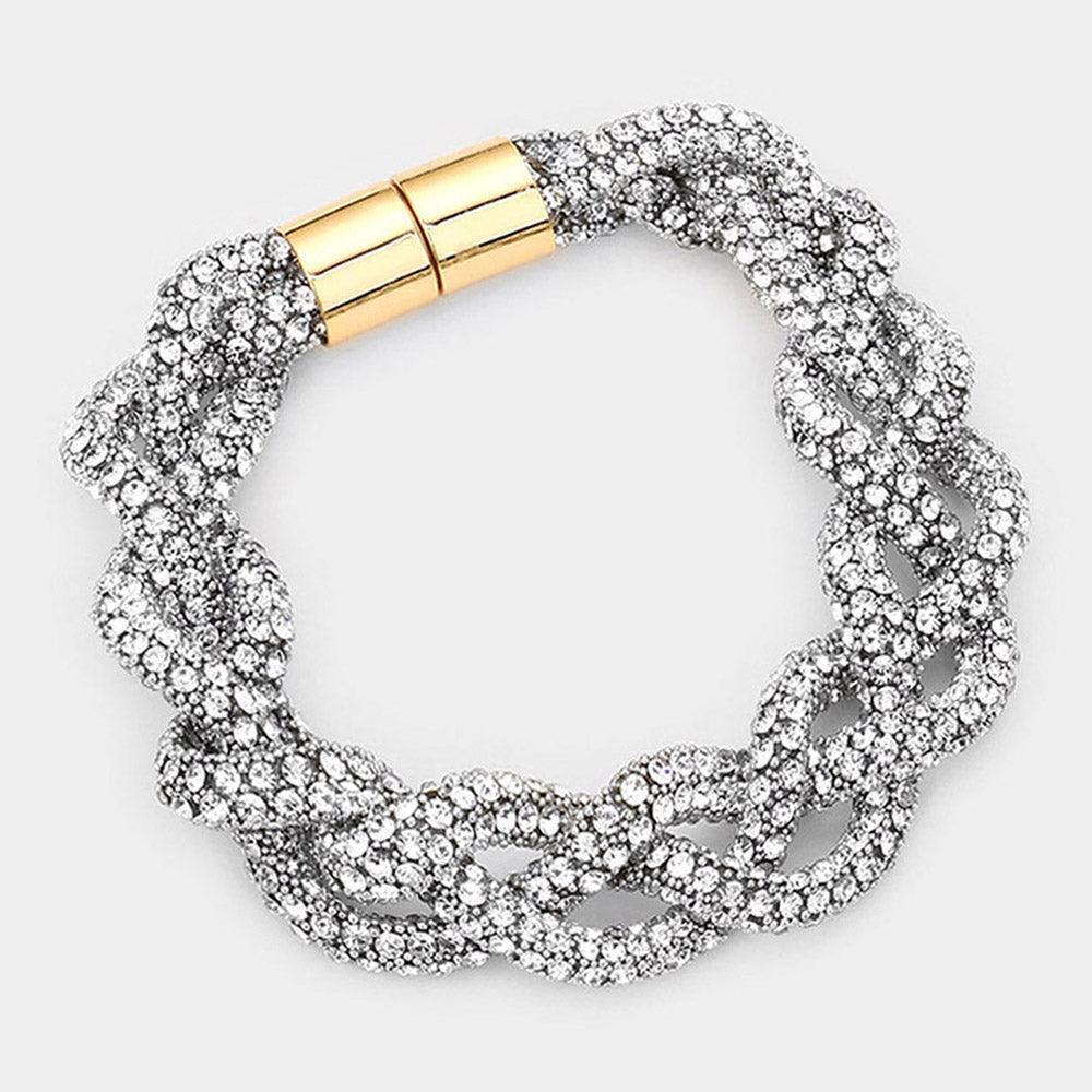 Clear Bling Braided Magnetic Bracelet - Jewelry Store by Erik Rayo