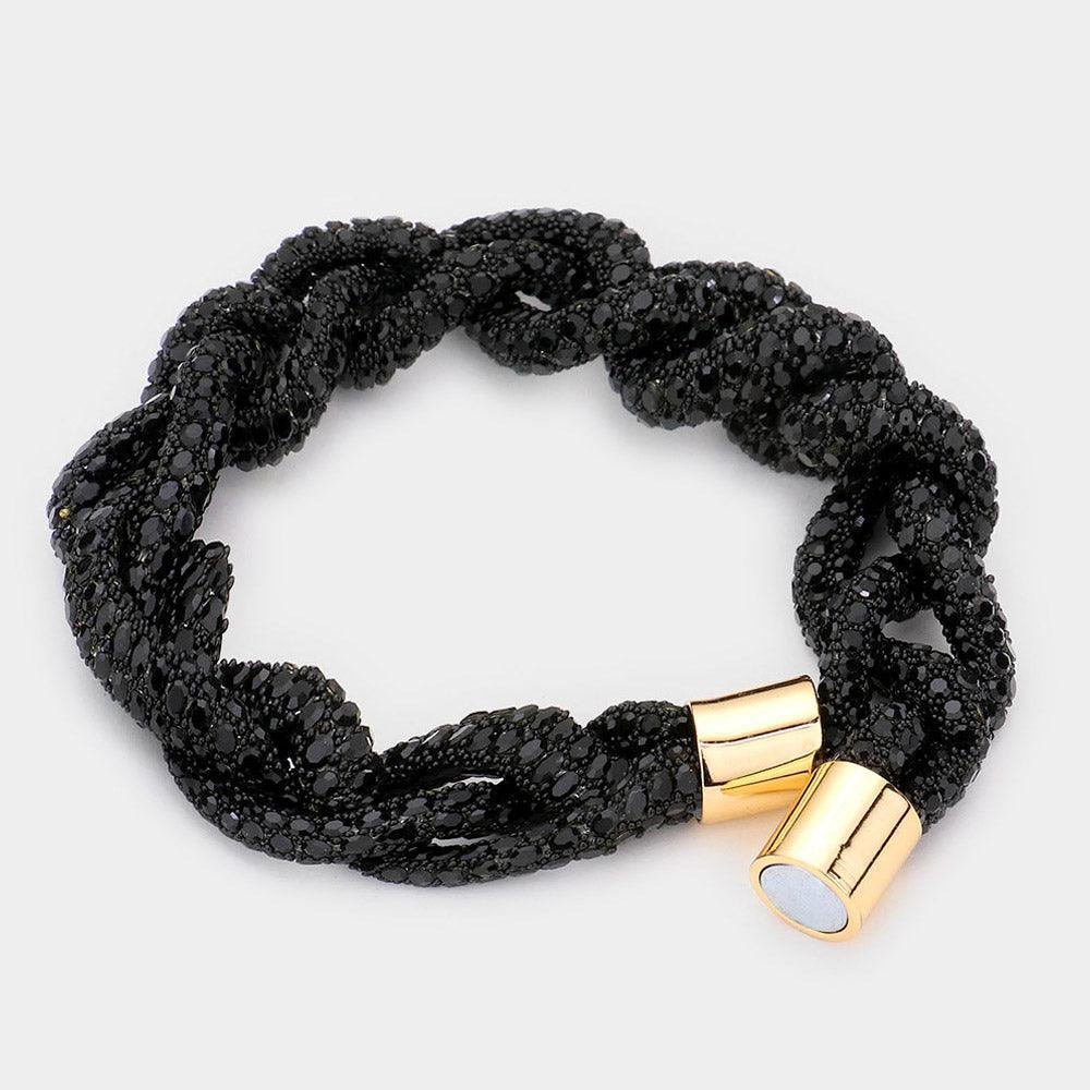 Black Bling Braided Magnetic Bracelet - Jewelry Store by Erik Rayo