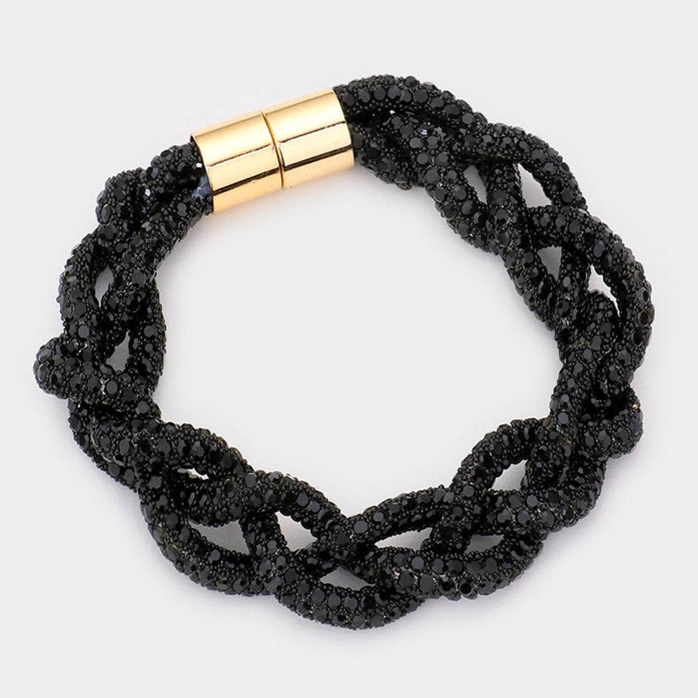 Black Bling Braided Magnetic Bracelet - Jewelry Store by Erik Rayo