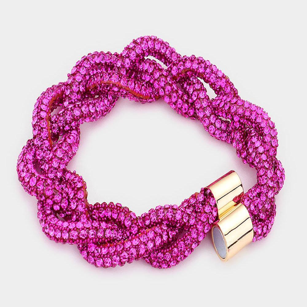 Fuchsia Bling Braided Magnetic Bracelet - Jewelry Store by Erik Rayo