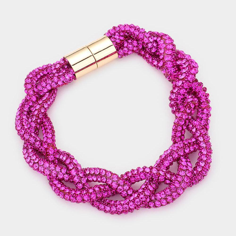 Fuchsia Bling Braided Magnetic Bracelet - Jewelry Store by Erik Rayo