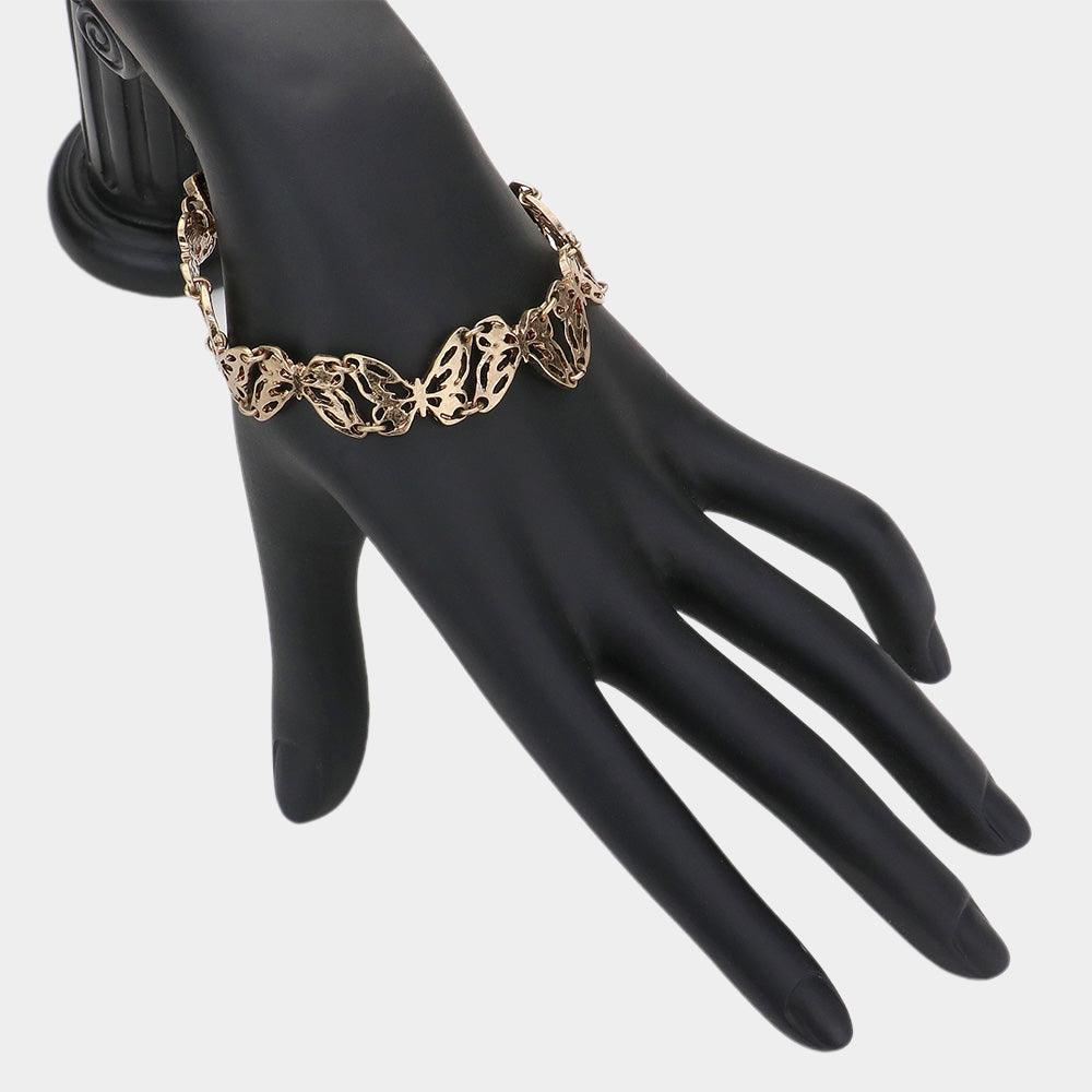 Gold Metal Cut Out Link Magnetic Bracelet