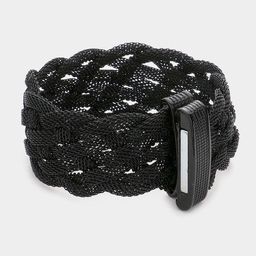 Black Braided Metal Mesh Magnetic Bracelet - Jewelry Store by Erik Rayo