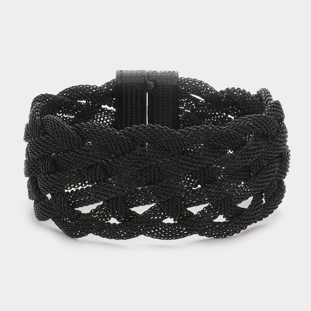 Black Braided Metal Mesh Magnetic Bracelet - Jewelry Store by Erik Rayo