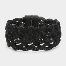 Load image into Gallery viewer, Black Braided Metal Mesh Magnetic Bracelet
