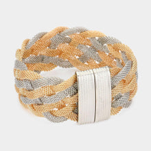 Load image into Gallery viewer, Gold Braided Metal Mesh Magnetic Bracelet
