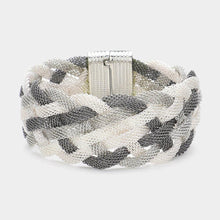 Load image into Gallery viewer, Silver Braided Metal Mesh Magnetic Bracelet
