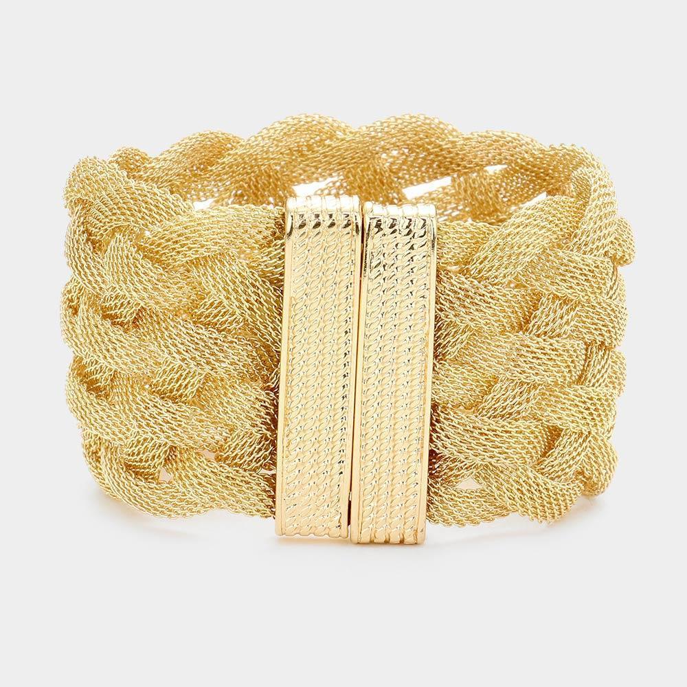 Gold Braided Metal Mesh Magnetic Bracelet - Jewelry Store by Erik Rayo
