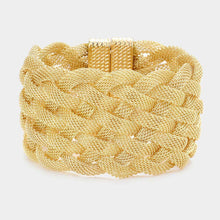 Load image into Gallery viewer, Gold Braided Metal Mesh Magnetic Bracelet
