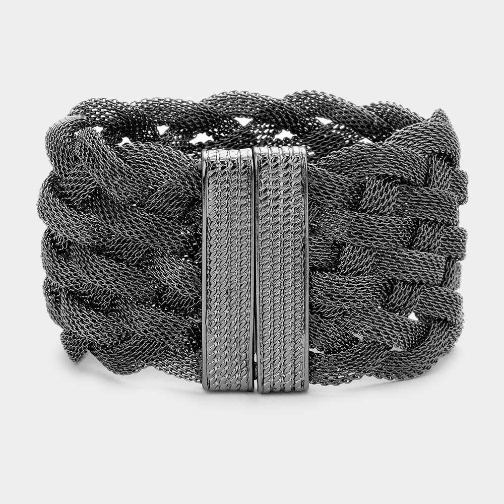 Hematite Braided Metal Mesh Magnetic Bracelet - Jewelry Store by Erik Rayo