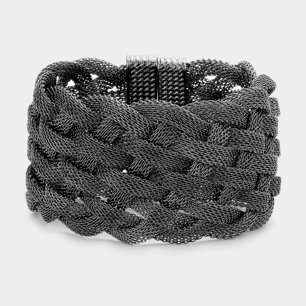 Hematite Braided Metal Mesh Magnetic Bracelet