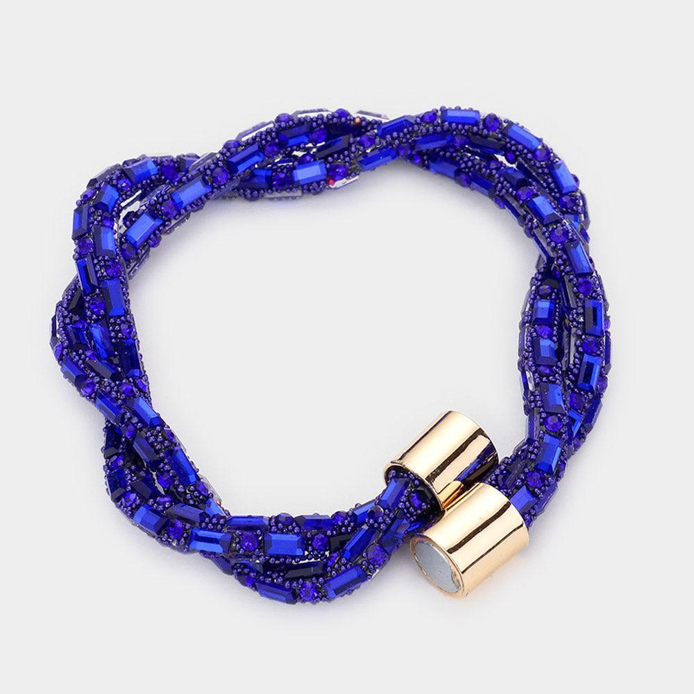Blue Stone Embellished Twisted Magnetic Bracelet - Jewelry Store by Erik Rayo