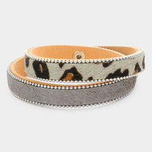 Load image into Gallery viewer, Gray Leopard Patterned Calf Magnetic Wrap Bracelet
