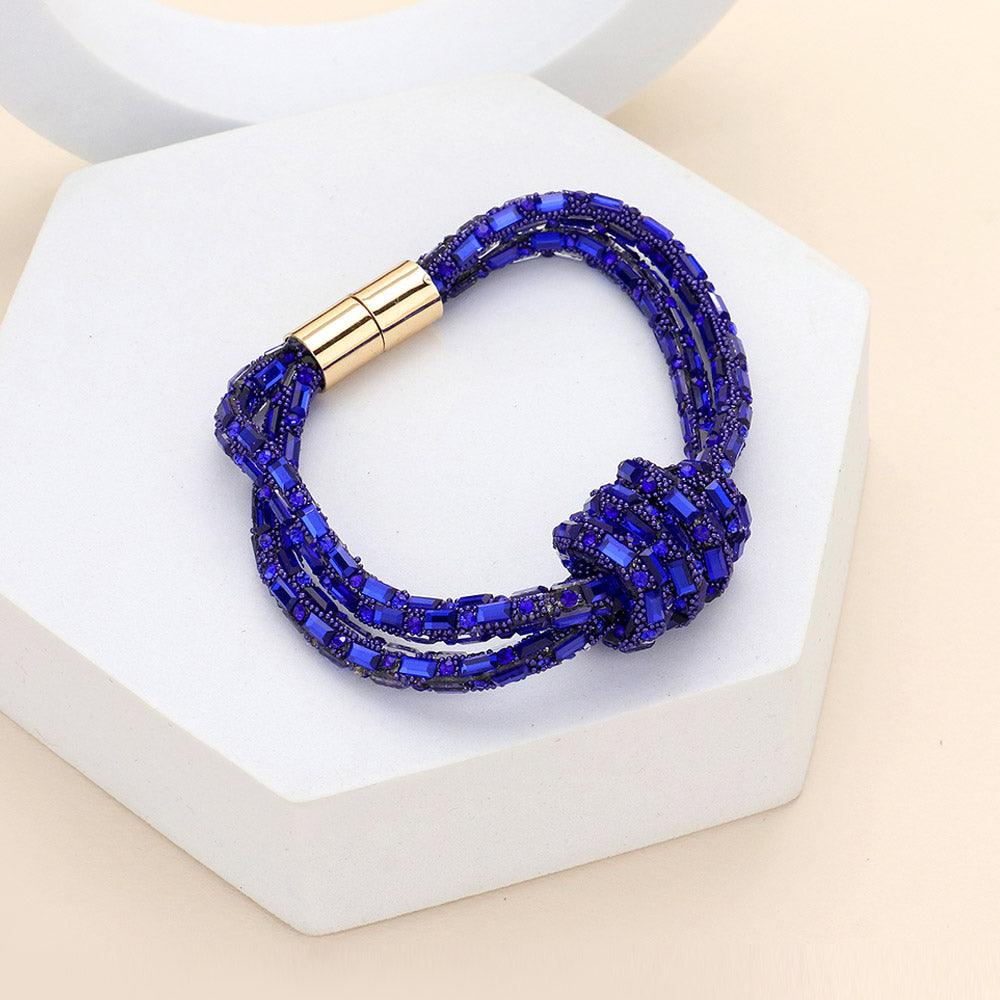 Blue Bling Knot Magnetic Bracelet