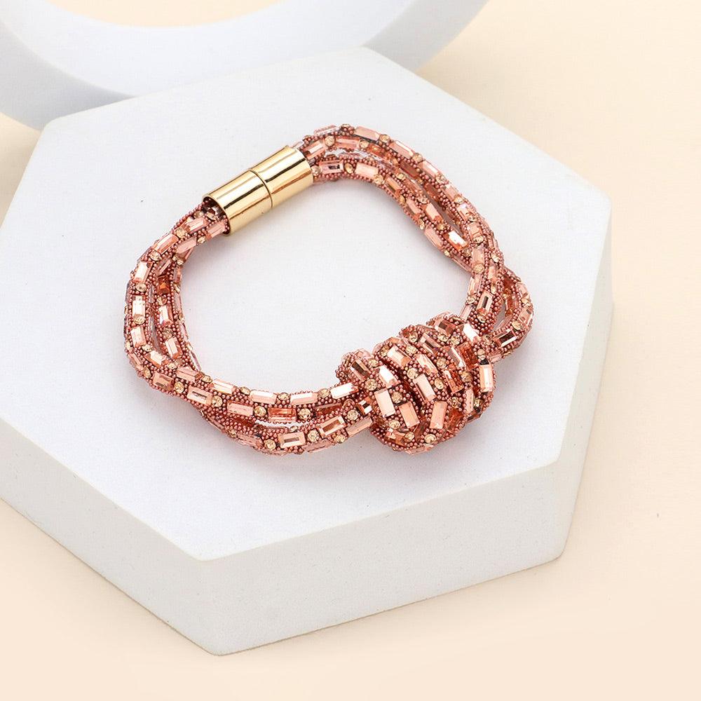 Peach Bling Knot Magnetic Bracelet