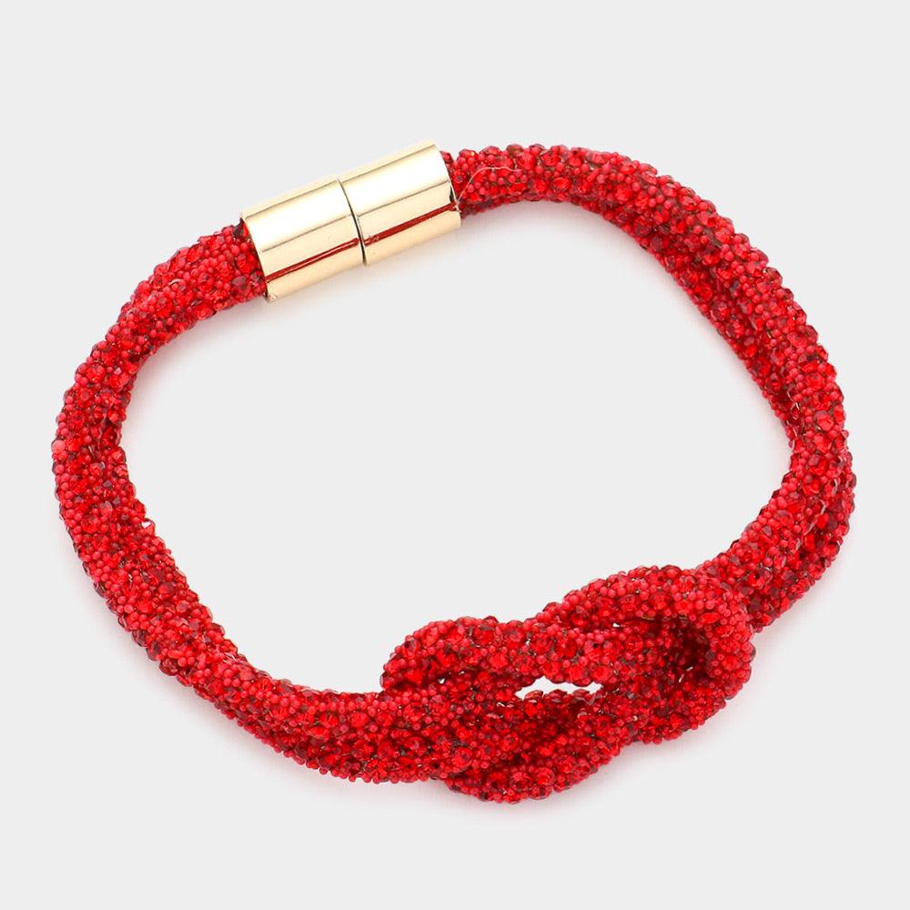 Red Knotted Bling Magnetic Bracelet