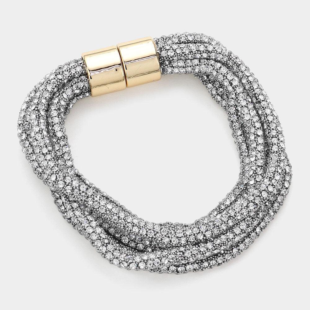 Clear Bling Multi Layered Magnetic Bracelet