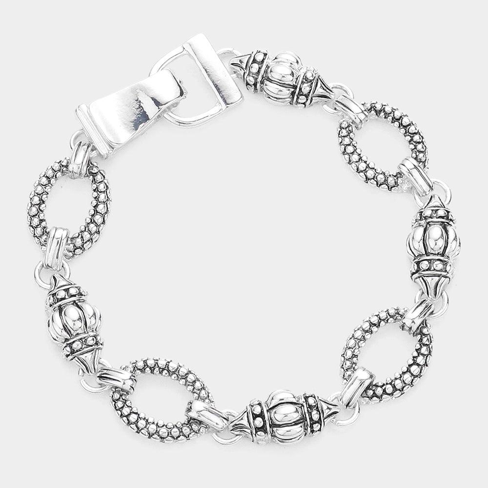 Silver Hoop Link Magnetic Bracelet