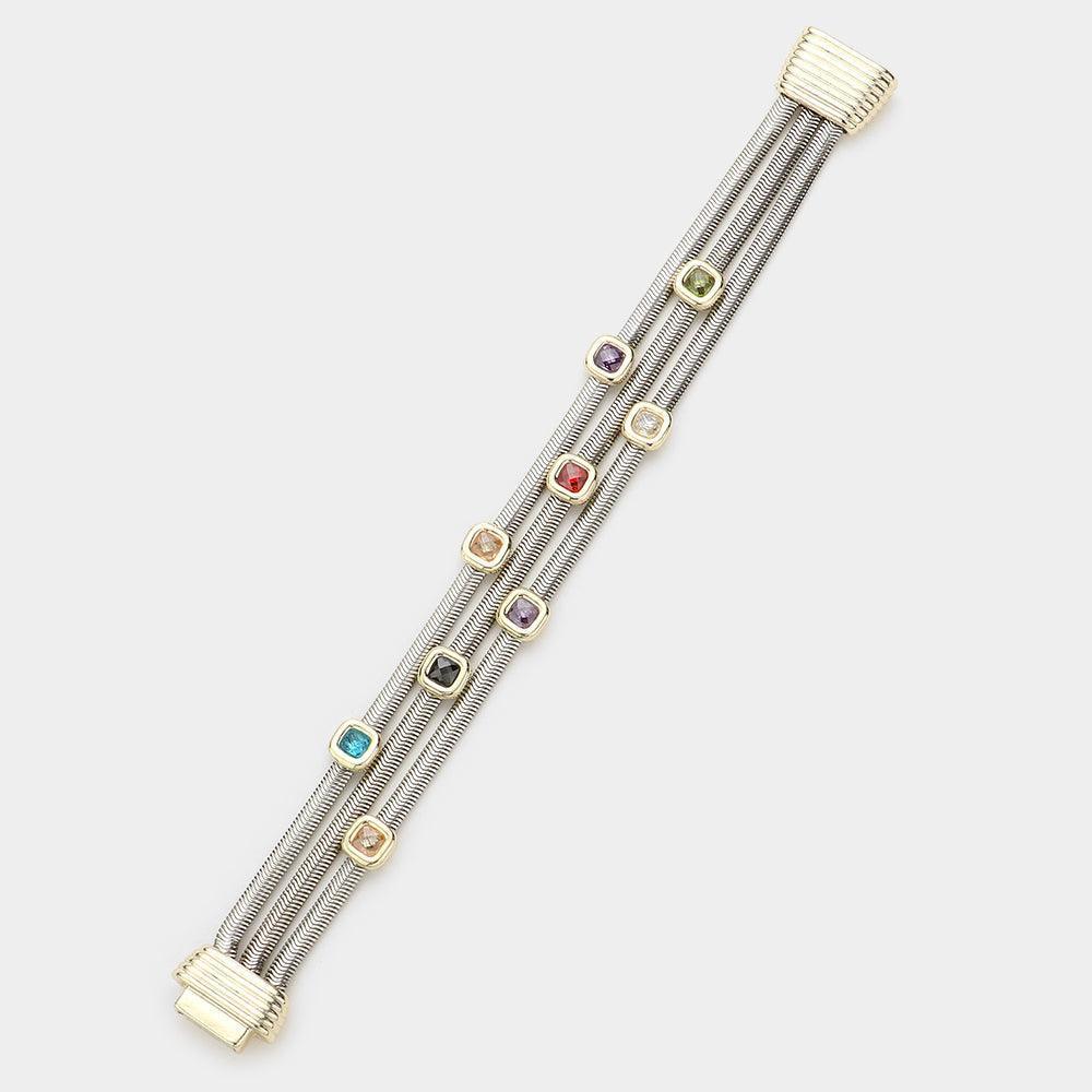 Square CZ Pointed Multi Layered Magnetic Bracelet - Jewelry Store by Erik Rayo