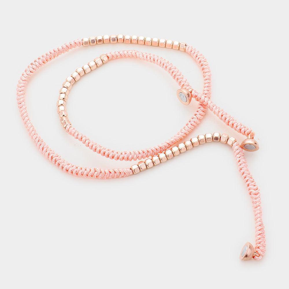 Pink Cord Braided Metal Cube Cluster Magnetic Wrap Bracelet - Jewelry Store by Erik Rayo