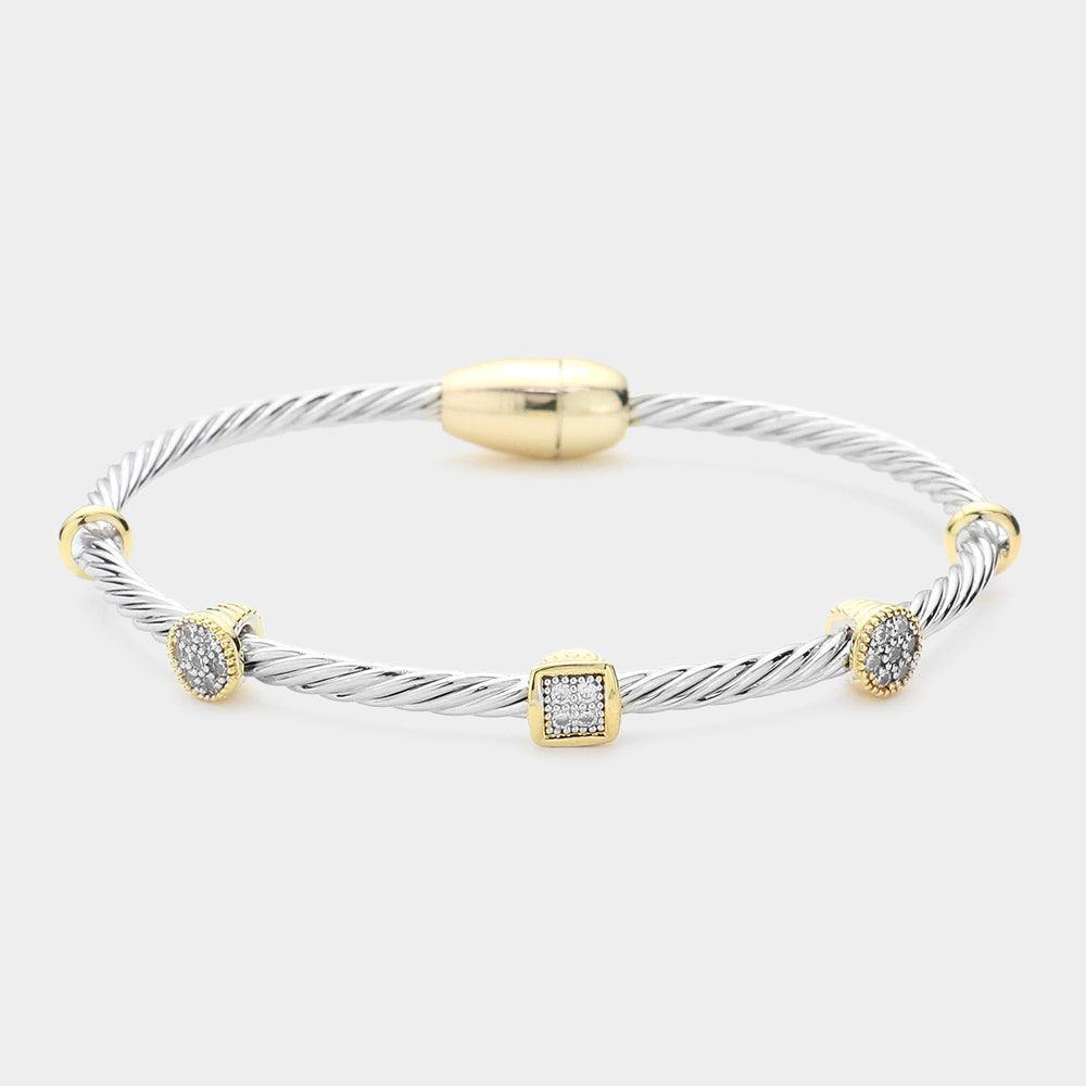 Square CZ Stone Bezel Magnetic Bracelet - Jewelry Store by Erik Rayo