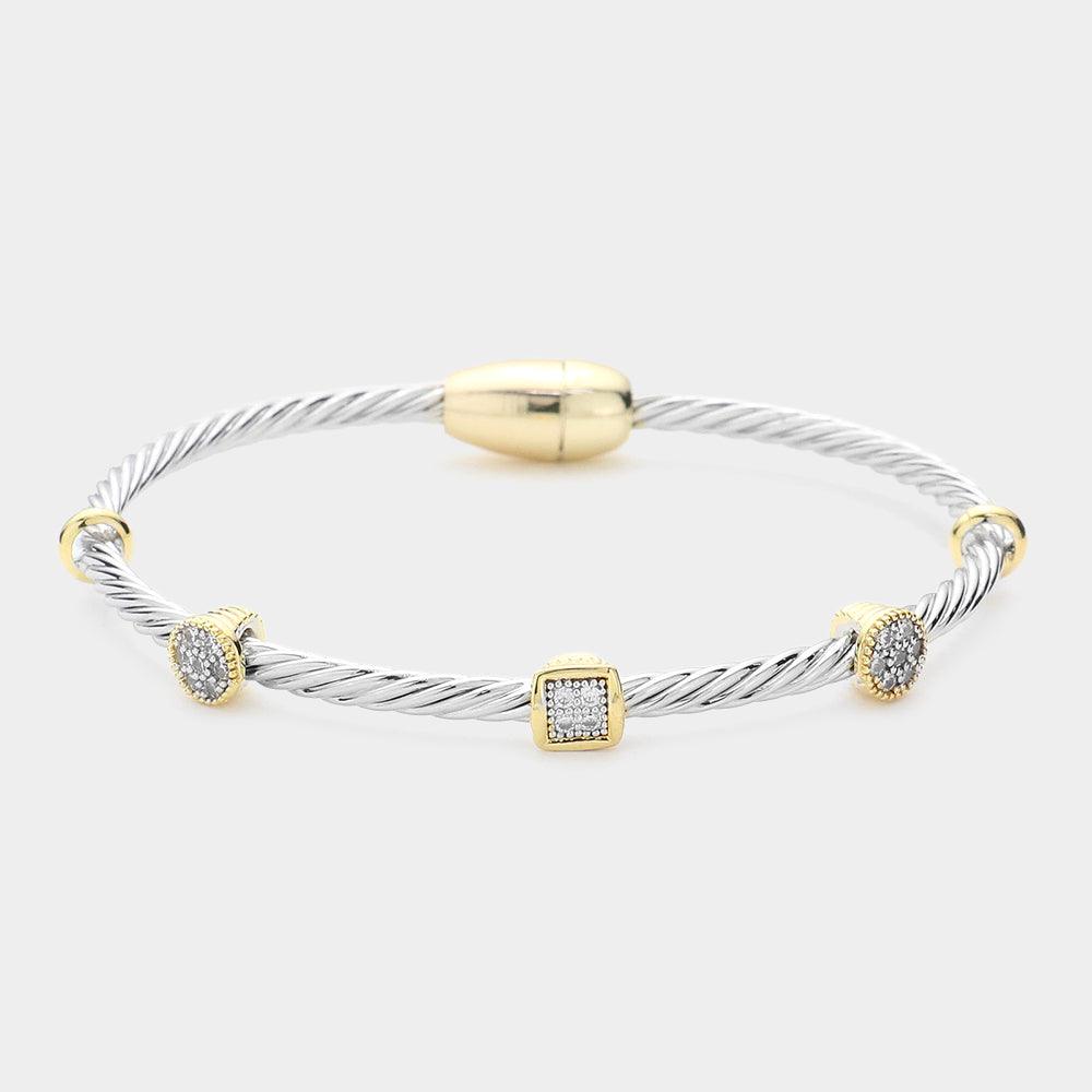 Square CZ Stone Bezel Magnetic Bracelet