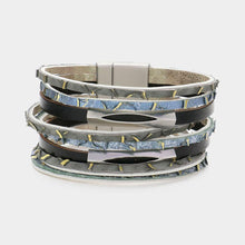 Load image into Gallery viewer, Metal Pendant Pointed Faux Leather Magnetic Bracelet
