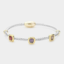 Load image into Gallery viewer, Square CZ Stone Bezel Magnetic Bracelet
