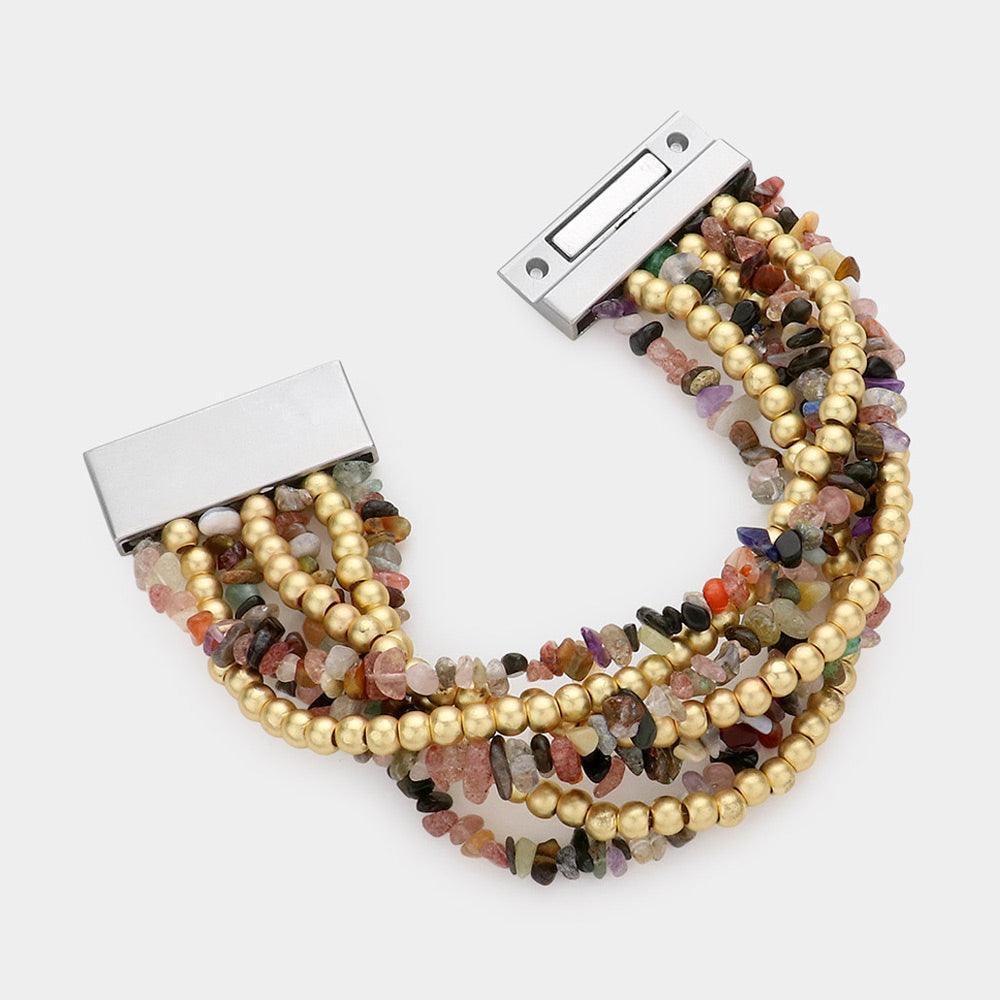 Natural Stone Metal Ball Multi Layered Magnetic Bracelet - Jewelry Store by Erik Rayo
