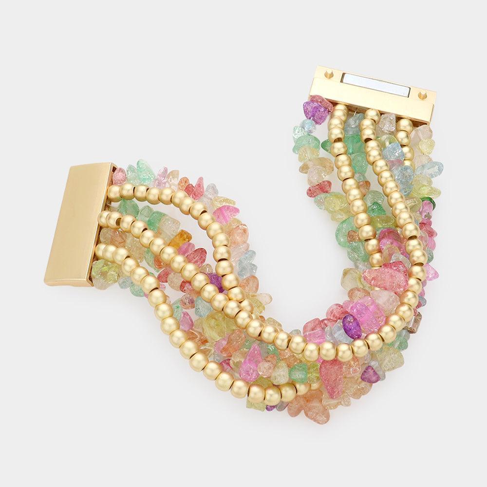 Natural Stone Metal Ball Multi Layered Magnetic Bracelet - Jewelry Store by Erik Rayo