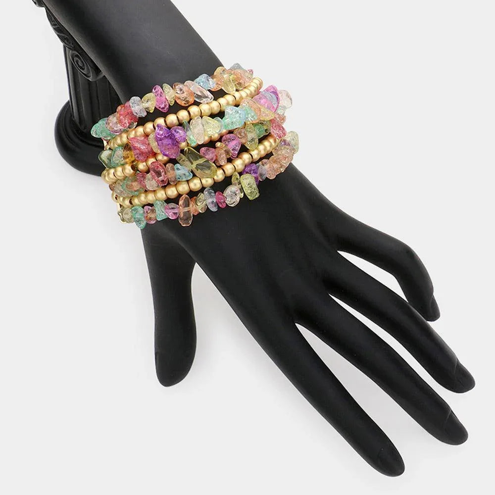 Natural Stone Metal Ball Multi Layered Magnetic Bracelet - Jewelry Store by Erik Rayo