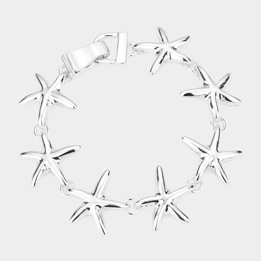 Silver Starfish Link Magnetic Bracelet