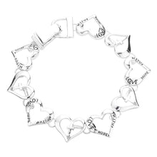 Load image into Gallery viewer, Silver Love Faith Hope Message Cross Heart Link Magnetic Bracelet
