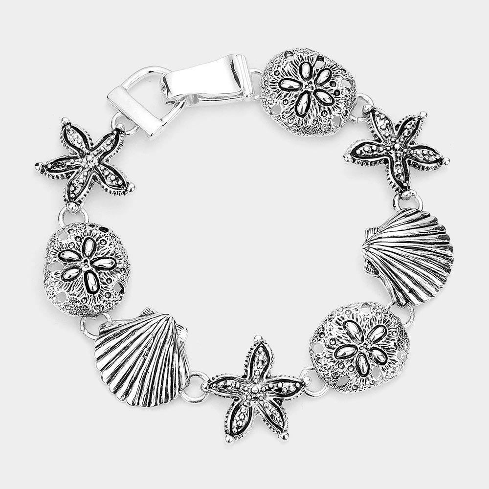 Silver Sea Life Charm Magnetic Bracelet