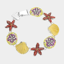 Load image into Gallery viewer, Yellow Starfish Sand Dollar Shell Link Magnetic Bracelet
