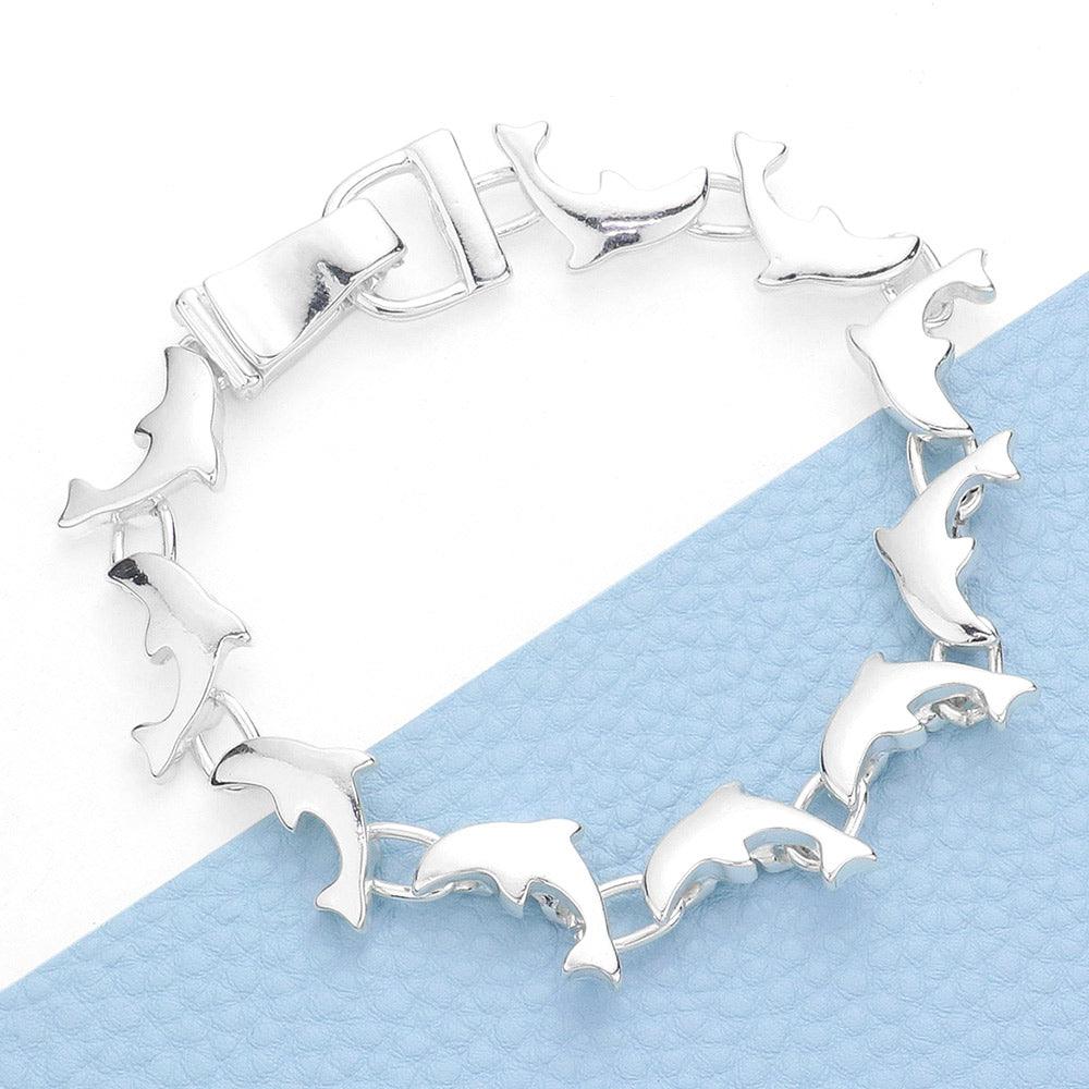 Silver Dolphin Link Magnetic Bracelet