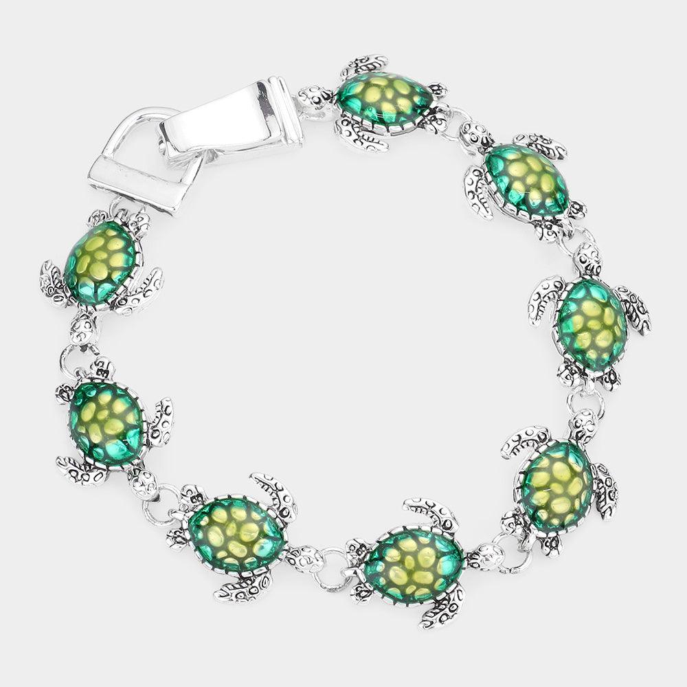 Silver Turtle Link Magnetic Bracelet