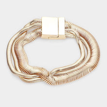 Load image into Gallery viewer, Gold Triple Layered Snake Chain Magnetic Bracelet
