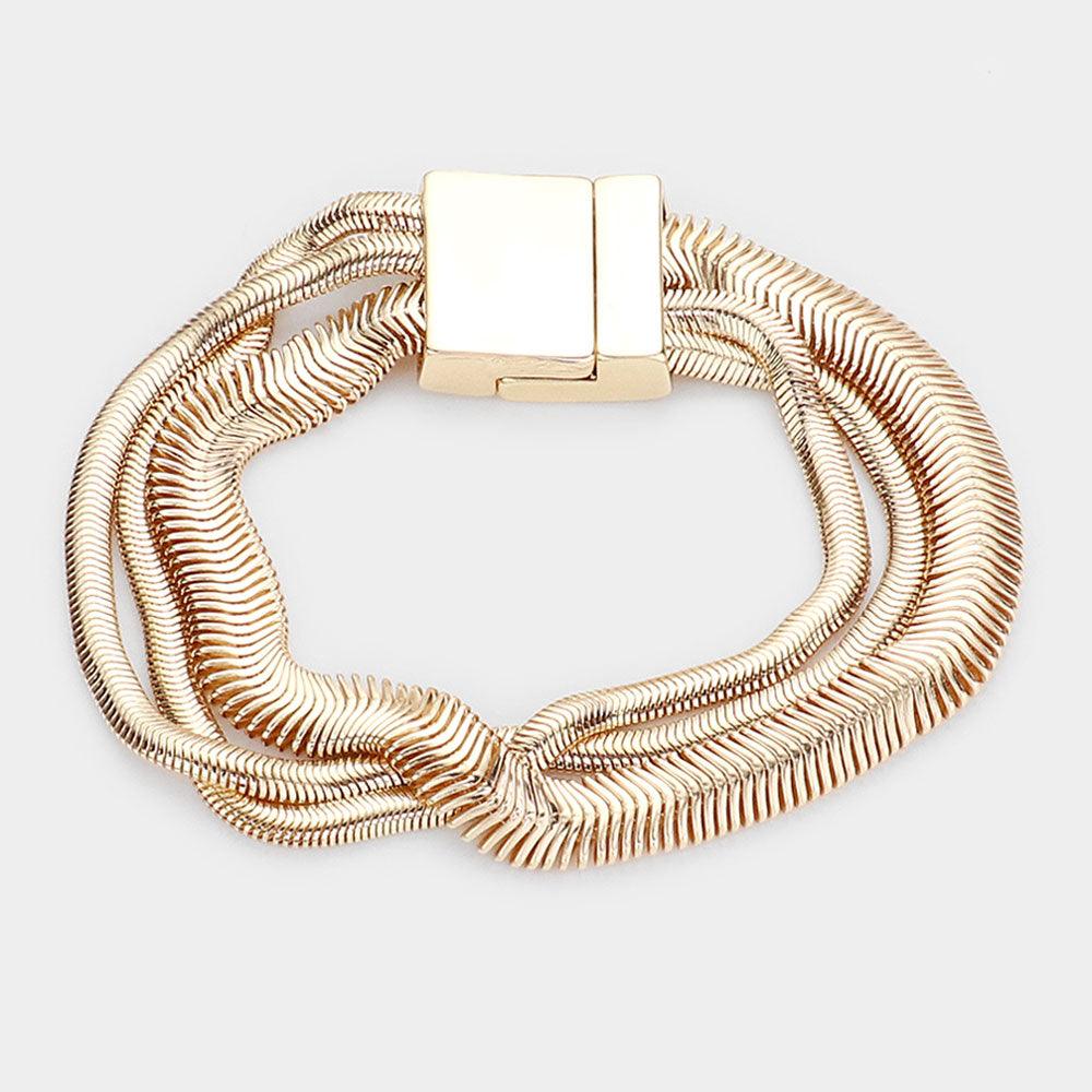 Gold Triple Layered Snake Chain Magnetic Bracelet