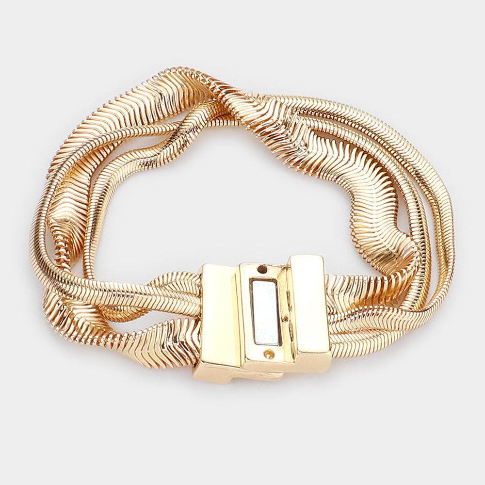Gold Triple Layered Snake Chain Magnetic Bracelet - Jewelry Store by Erik Rayo