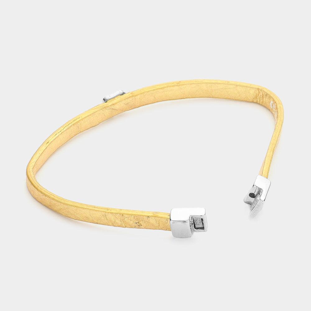Gold Rhinestone pave elephant genuine leather bracelet - Jewelry Store by Erik Rayo